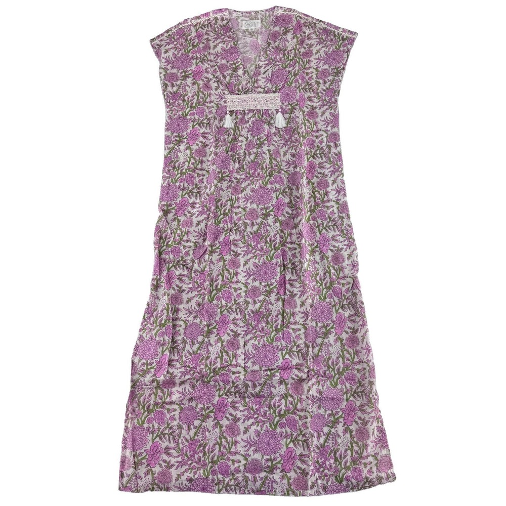 Destination 365 Printed V Neck Short Sleeve Dress XS Pink Floral